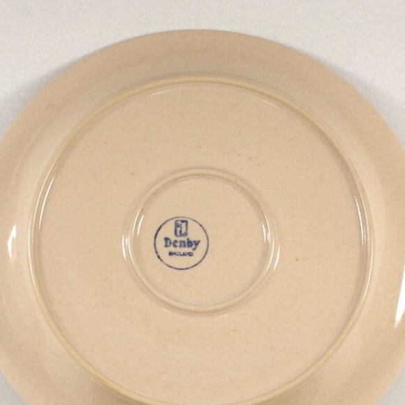Vintage Denby England Dinner Plate "Sonnet" Pattern, Speckled Tan with Brown Rim - Picture 2 of 2